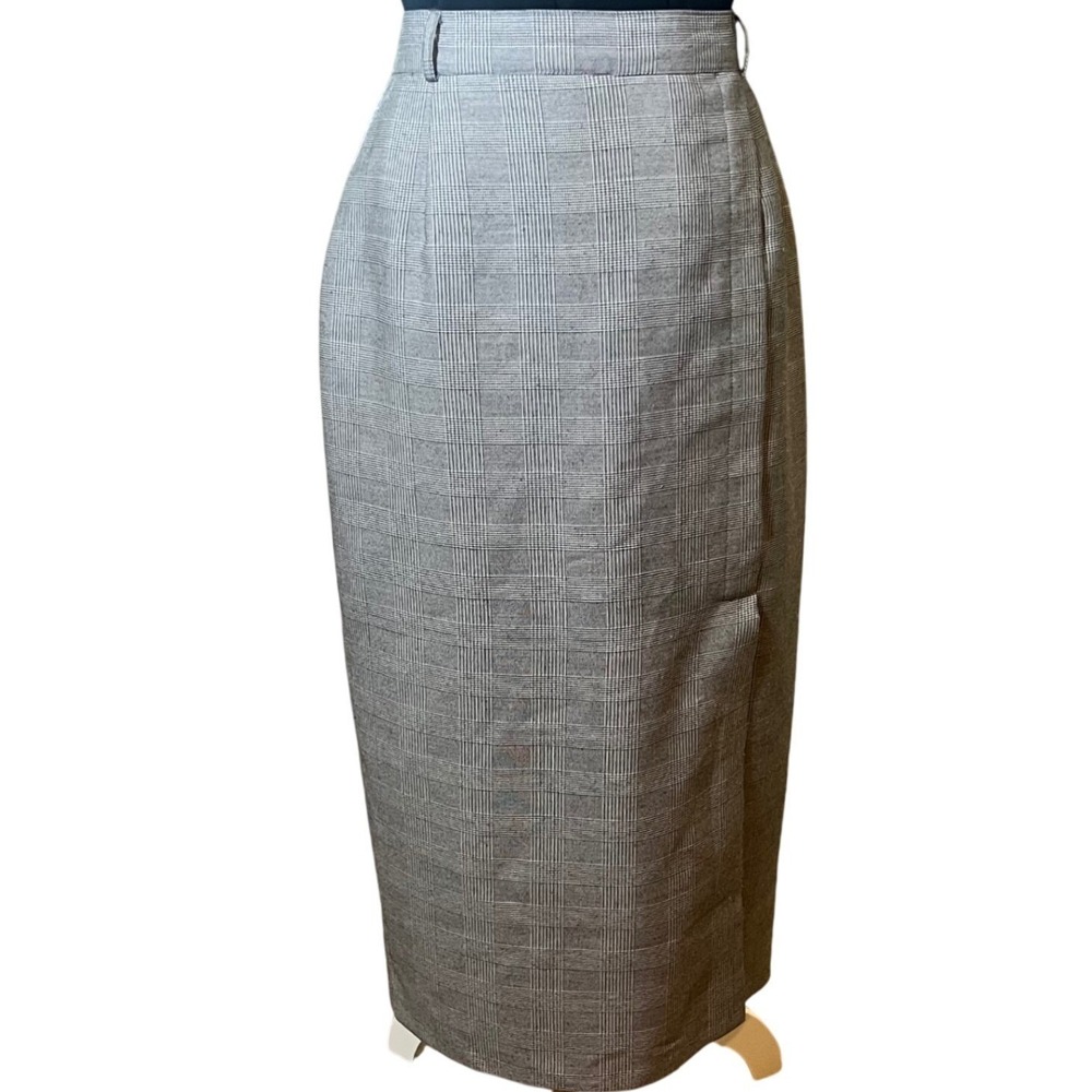 ❤️Worthington Glen Plaid Skirt Women's Size 14 Gray Career OfficeMaxi Casual